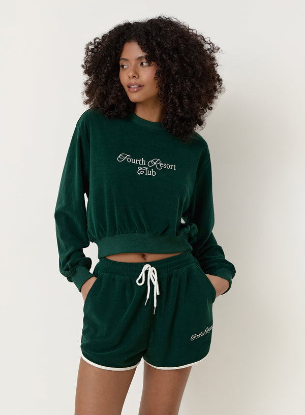 Green Towelling Fourth Resort Club Sweatshirt- Ella