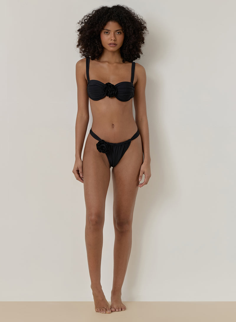 Black Rosette Underwire Bikini Top- Monaco