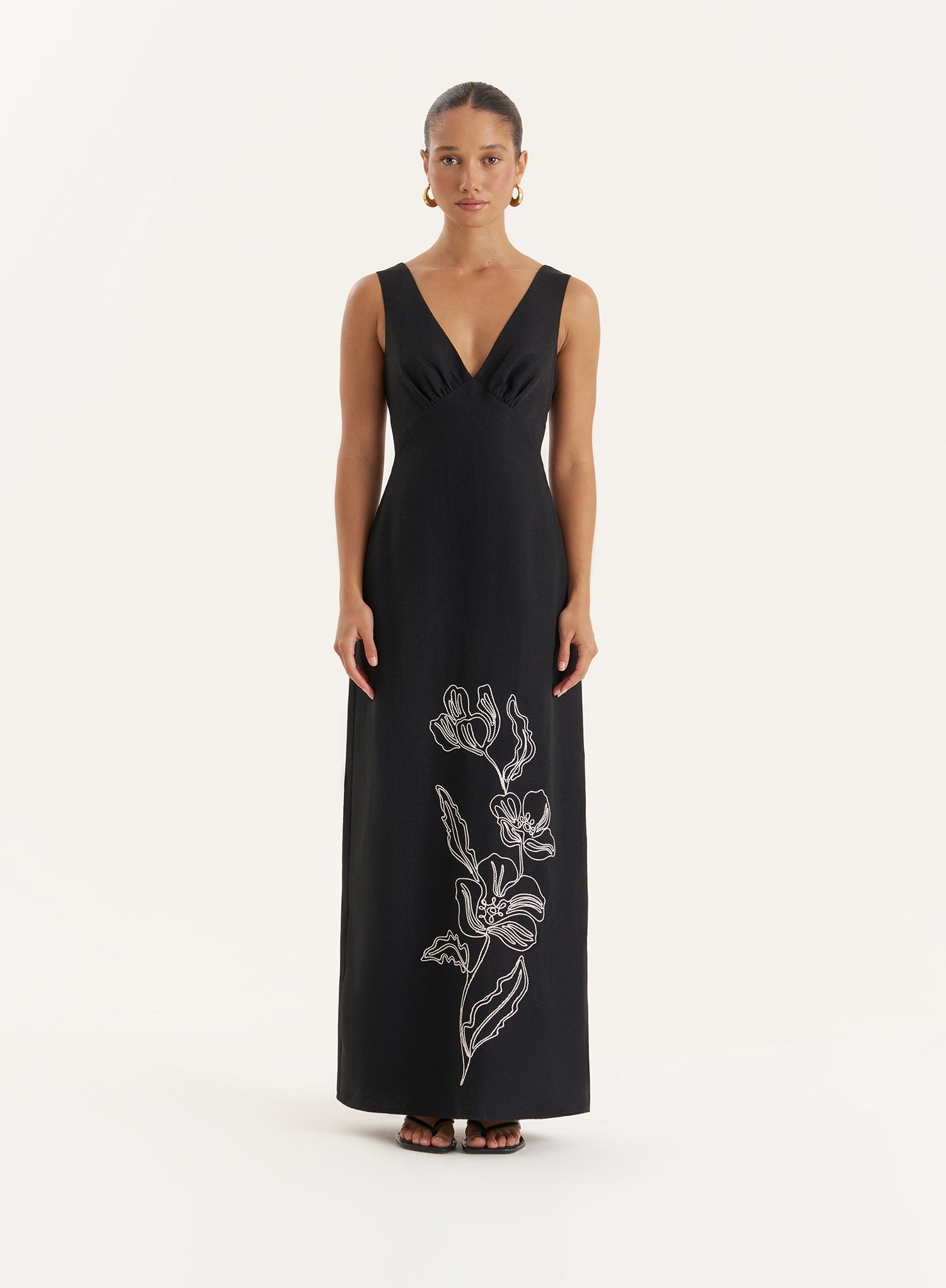 Women's Black Floral Embroidered Maxi Dress Simmi 4th Reckless