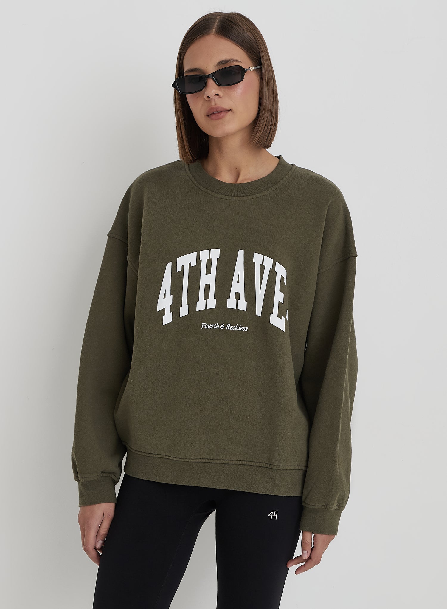 Women's Olive 4th Avenue Slogan Oversized Sweatshirt Avenue