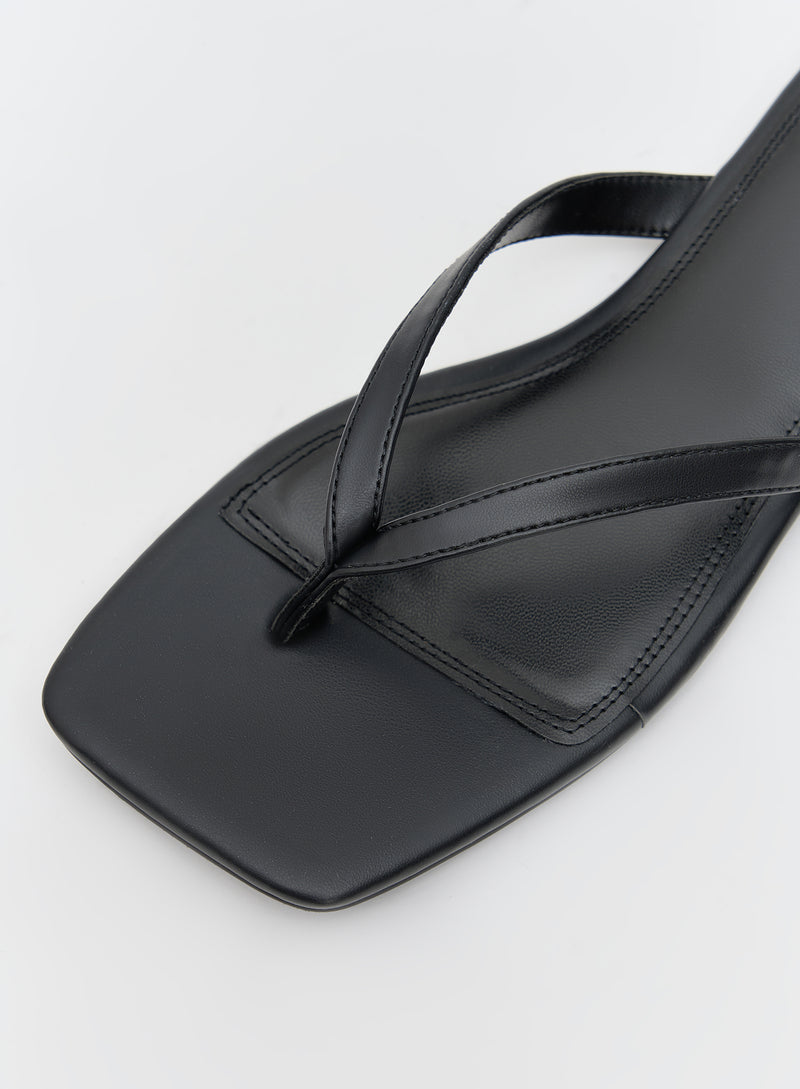 Black PU Slip On Sandal- Mila