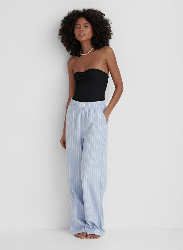 Blue And White Striped Relaxed Trouser- Delphi