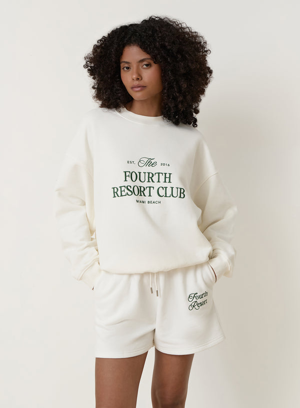 Cream Fourth Resort Club Slogan Sweatshirt- Mirissa