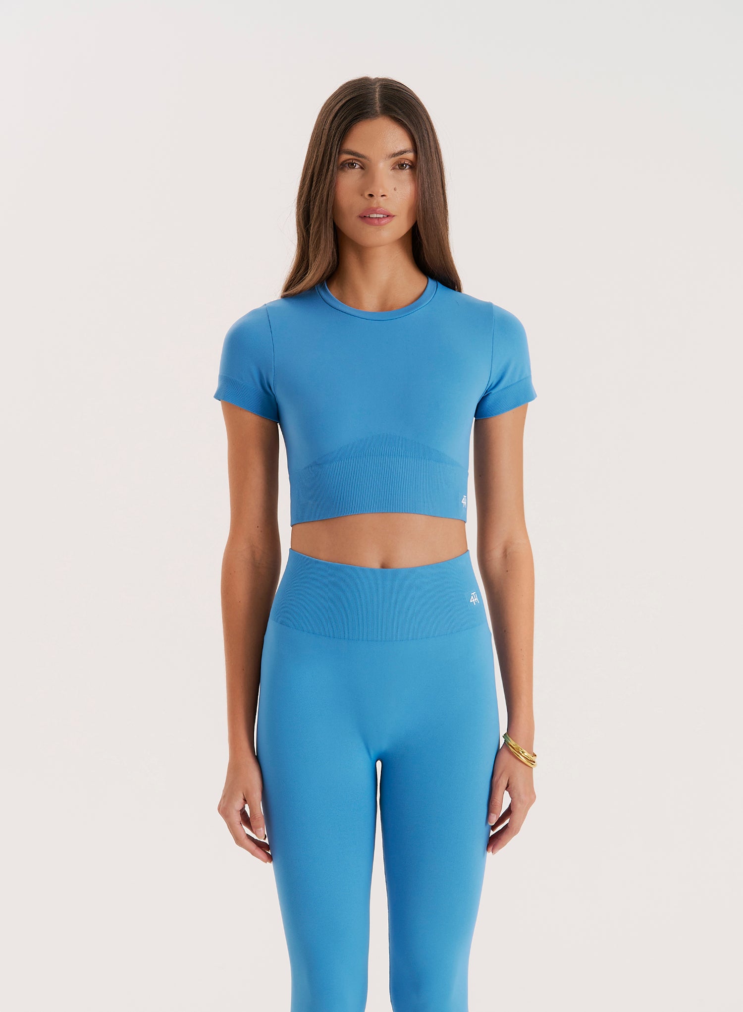 Women's Blue Seamless Gym Crop Top Brogan 4th Reckless
