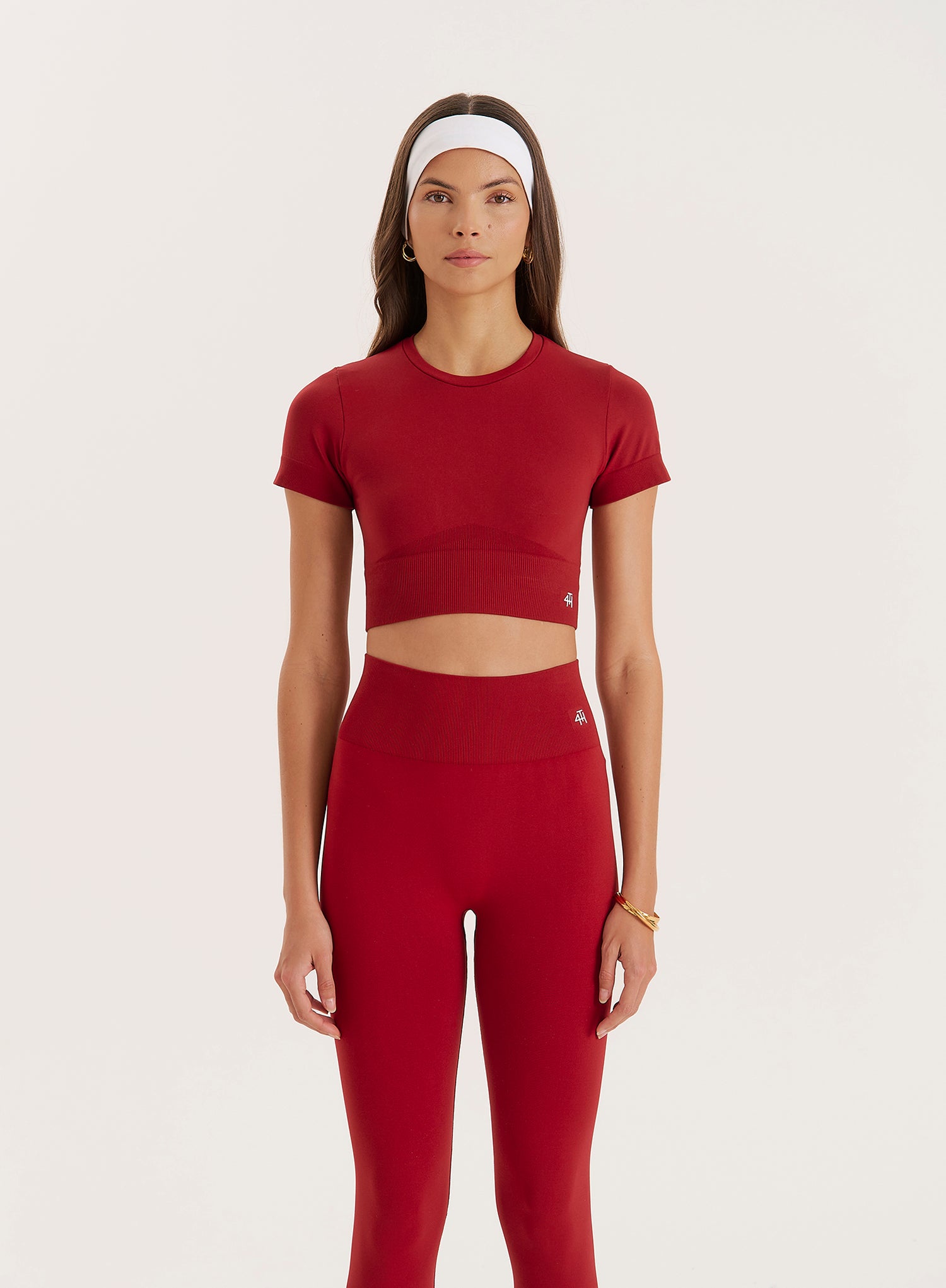 Women's Red Seamless Gym Crop Top Brogan 4th Reckless - Main Image