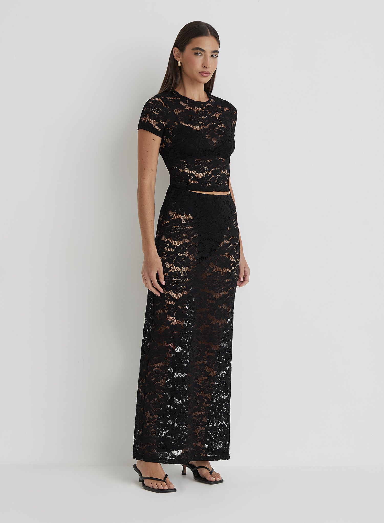 Women's Black Lace Maxi Skirt Olga 4th Reckless