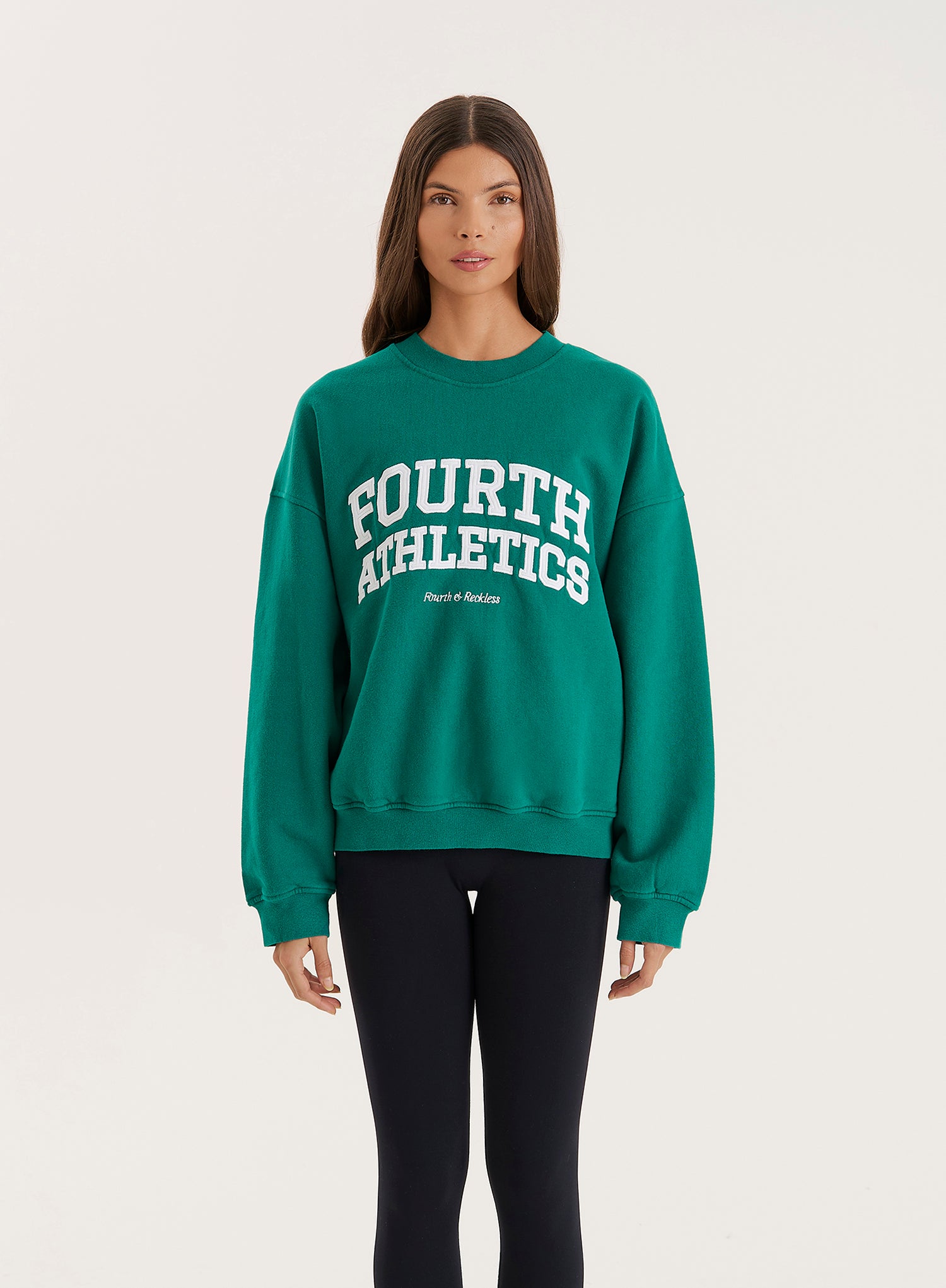 Women's Green Fourth Athletics Slogan Oversized Sweatshirt Aviva