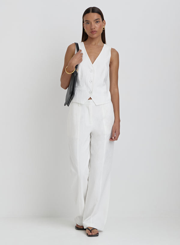 White Linen Tailored Trousers- Tilde