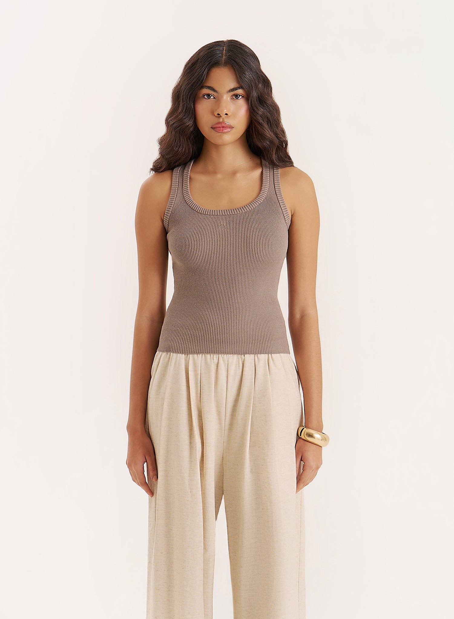 Women's Olive Knitted 4th Vest Top Tamil 4th Reckless