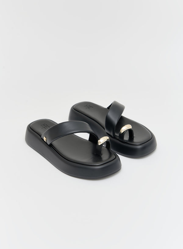Black PU Flatform Sandal- Rowan