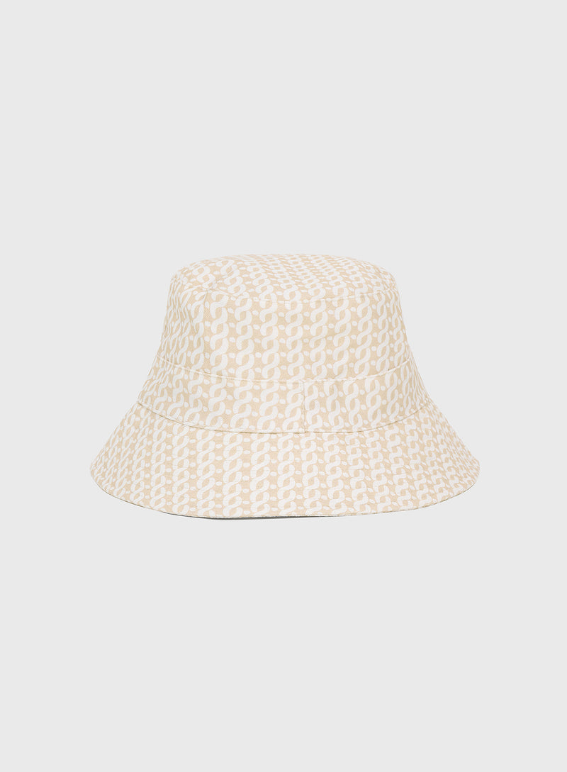 Cream Canvas Geometric Bucket Hat - Sarah