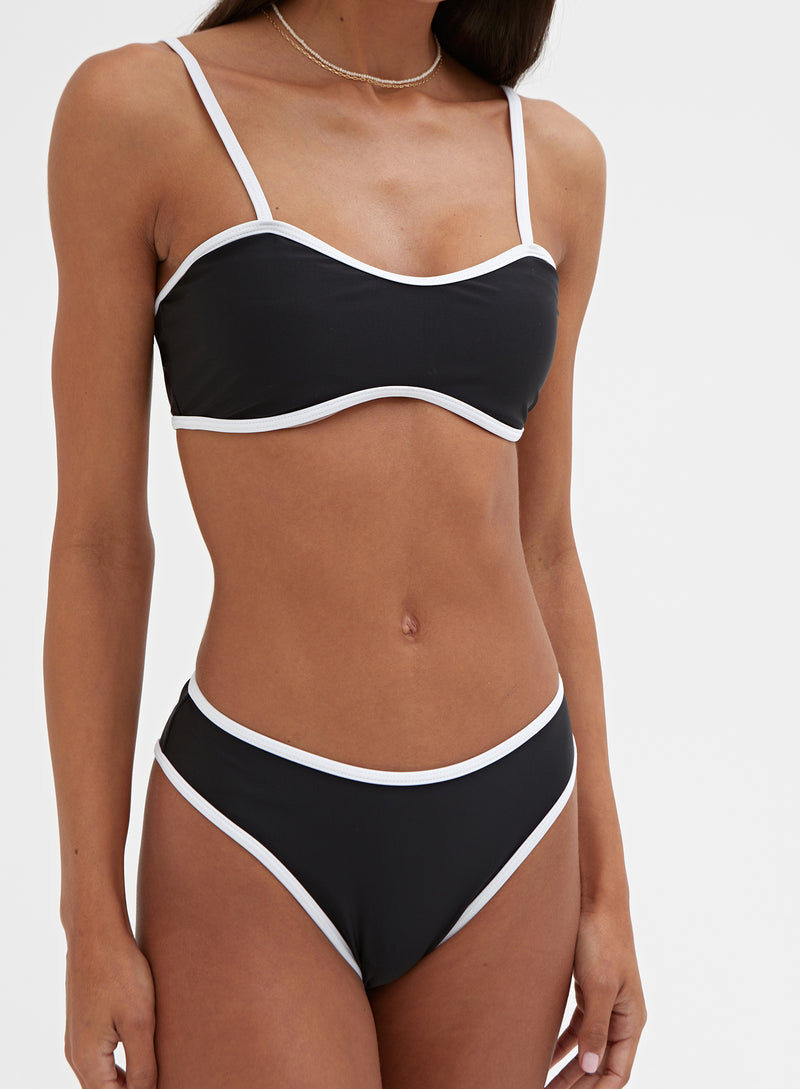 Black Contrast Trim Bikini Top – Calli