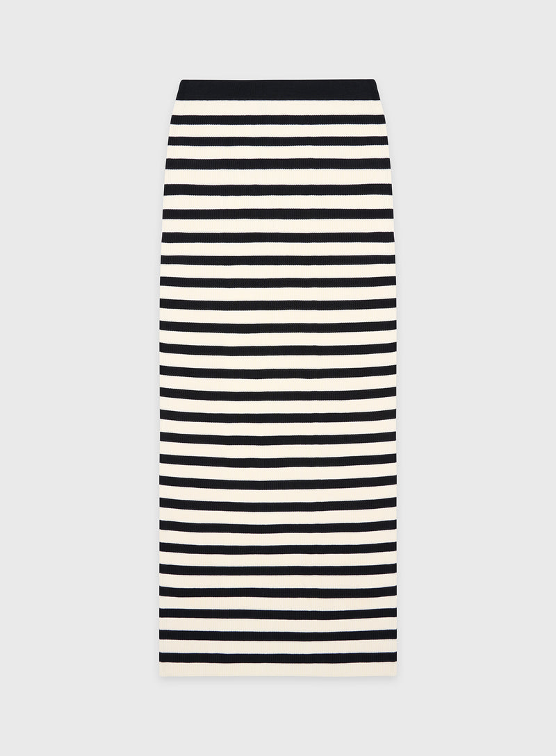 Black And Cream Stripe Knit Maxi Skirt – Zoe