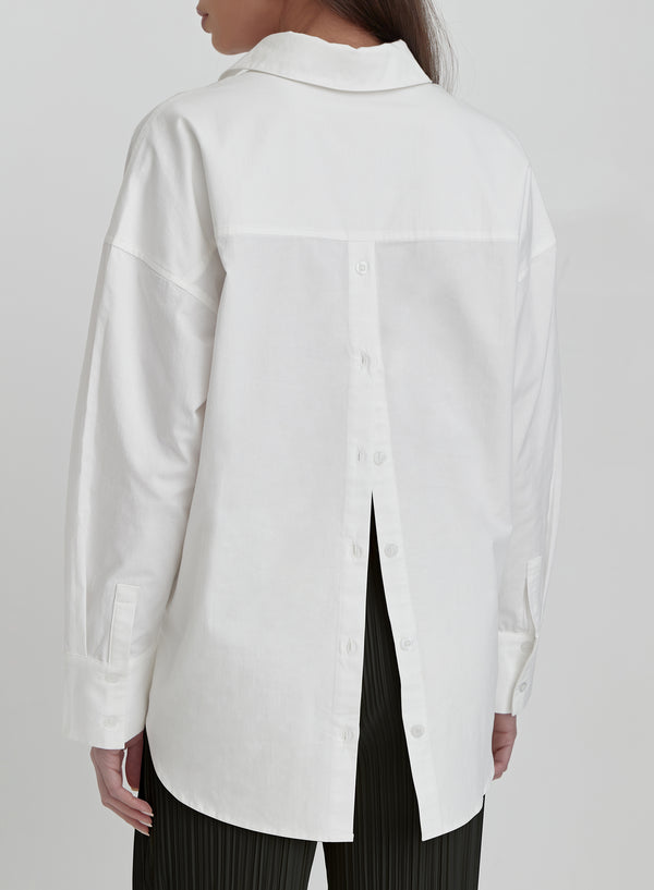 White Oversized Open Back Shirt- Shayla