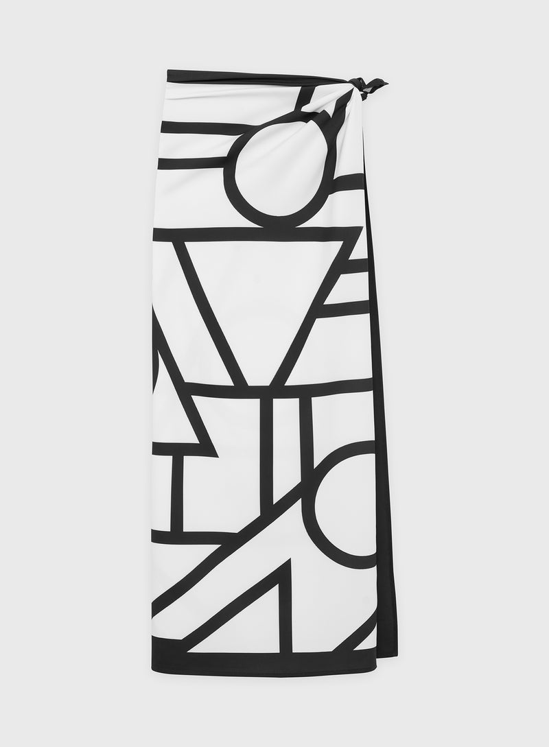 White And Black Abstract Tie Sarong – Gigi
