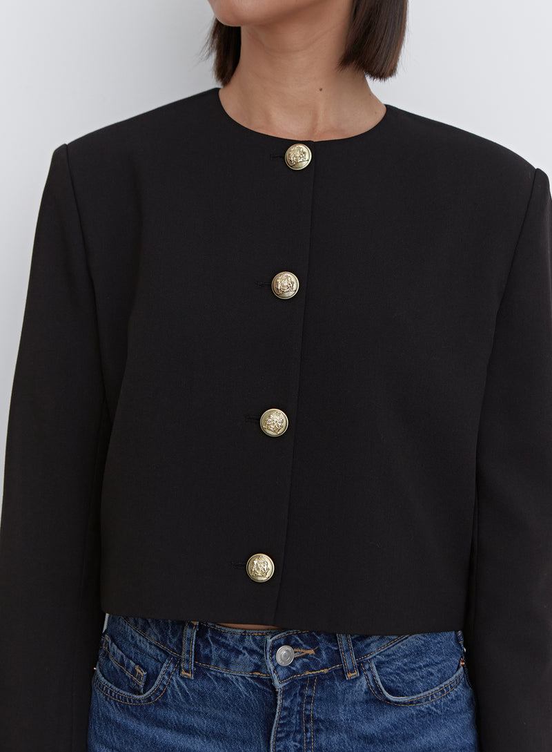 Black Cropped Tailored Jacket - Lilah