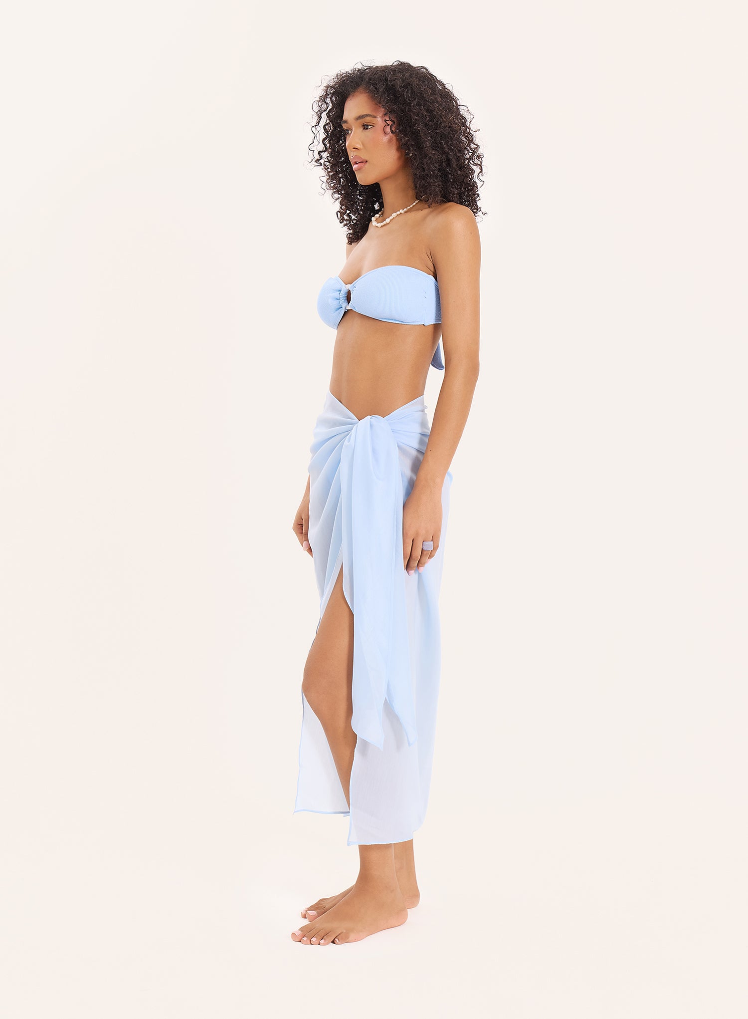 Light Blue Semi Sheer Tie Side Sarong