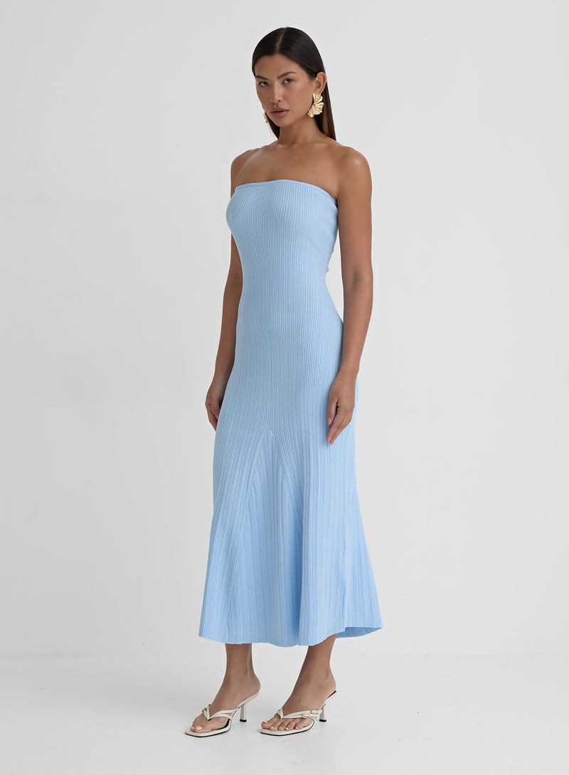 Blue Bandeau Knitted Maxi Dress- Henley