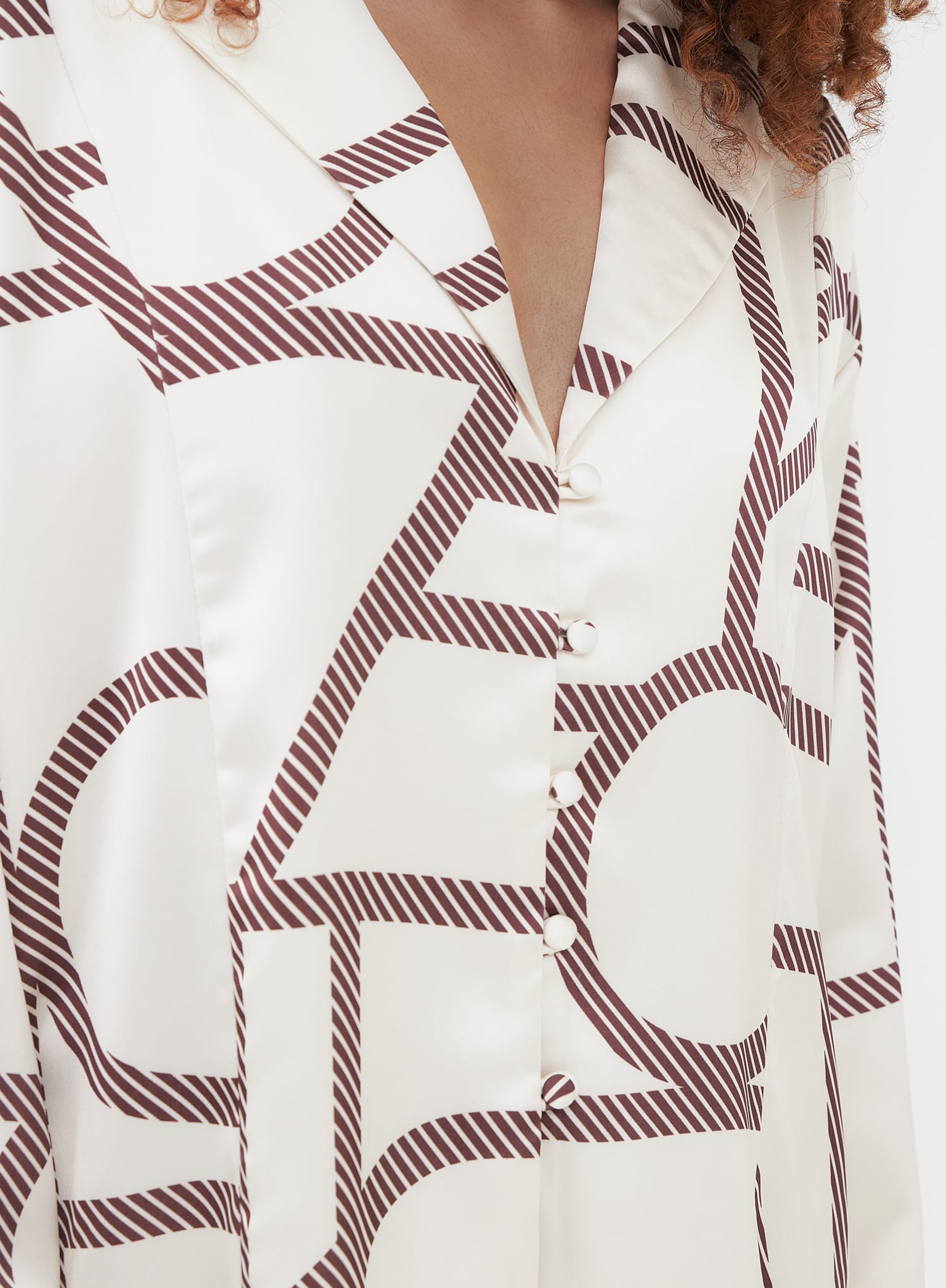 Cream Printed Satin Shirt - Jiana