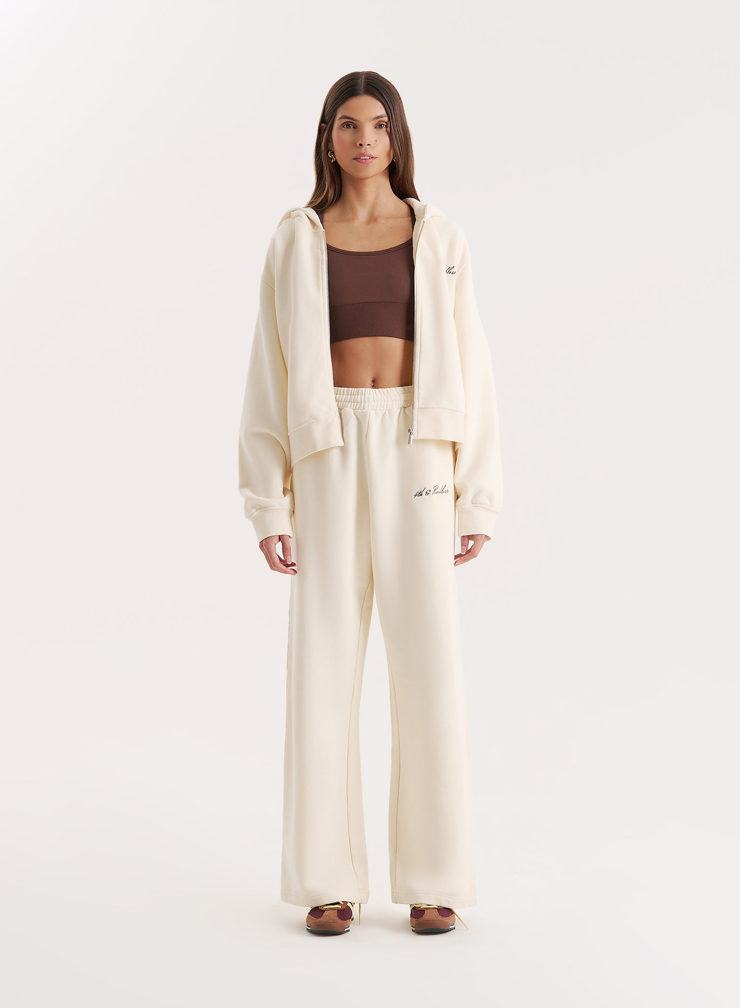 Buttercream 4th Wide Leg Branded Joggers- Fergie