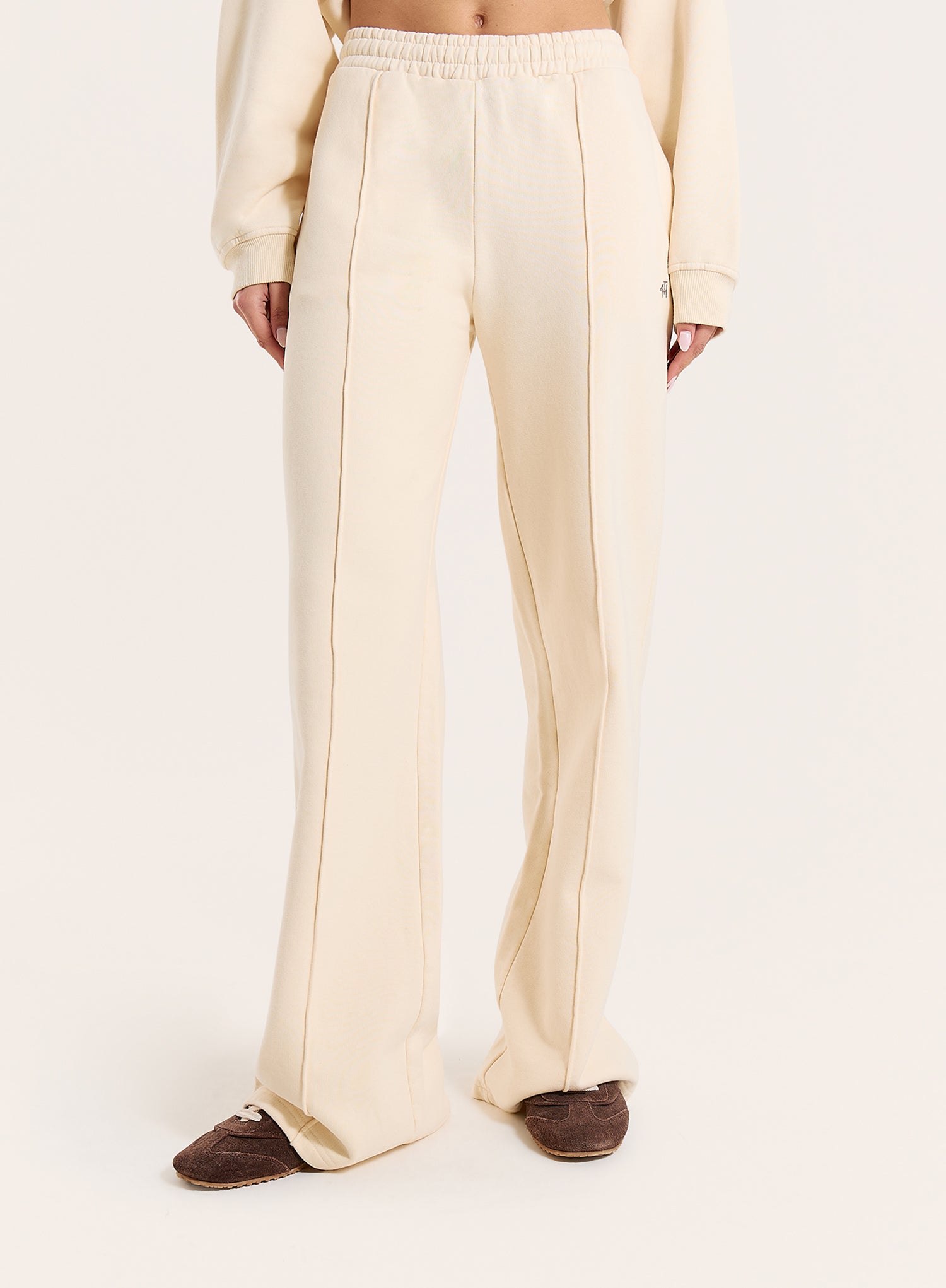 Cream 4th Wide Leg Branded Joggers