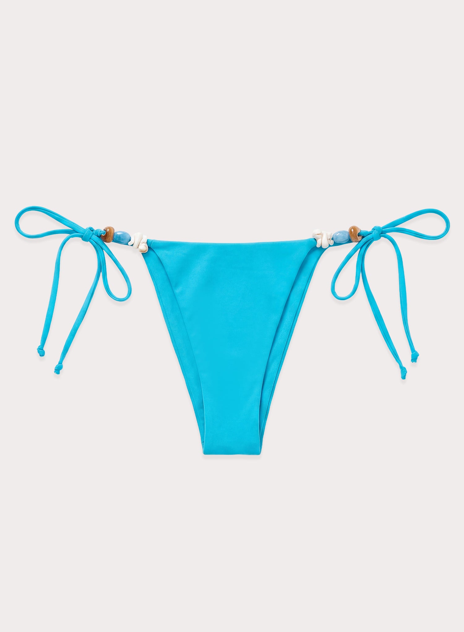 Bright Blue Resin Bead Tie Waist Bikini Bottoms