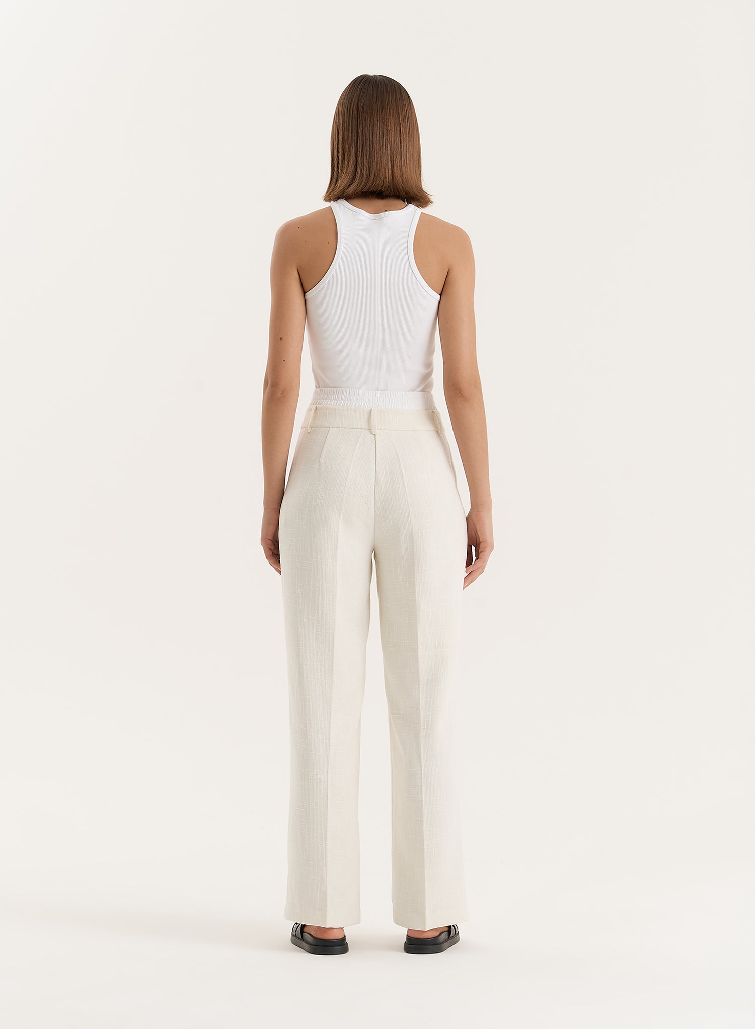 Cream Wide Leg Tailored Trouser- Georgia