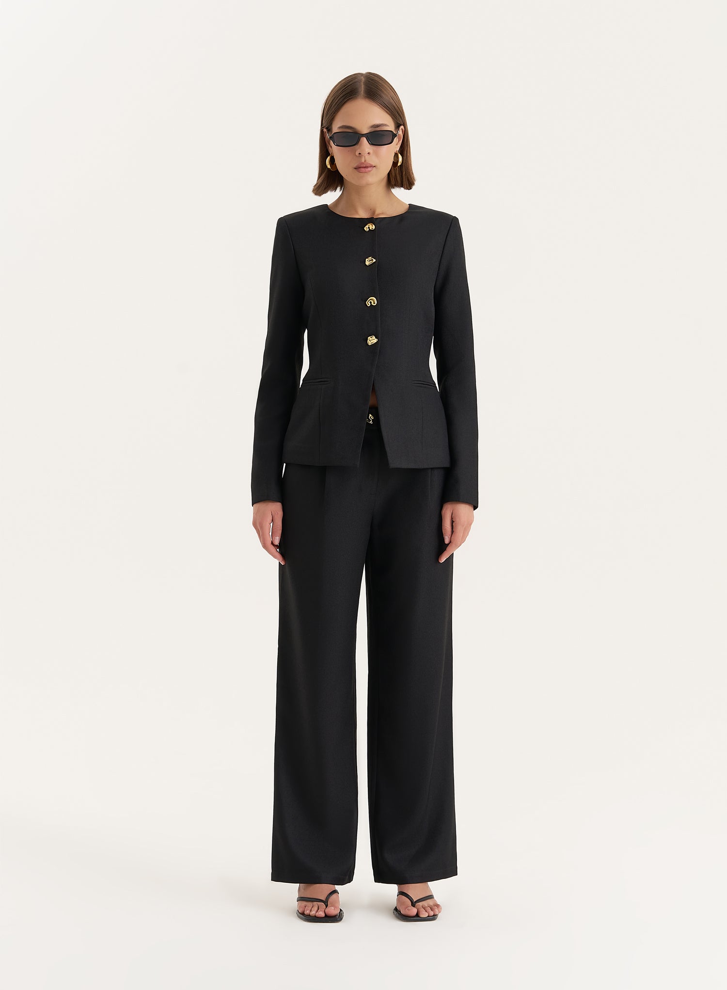 Black Tailored Straight Leg Trouser- Polly