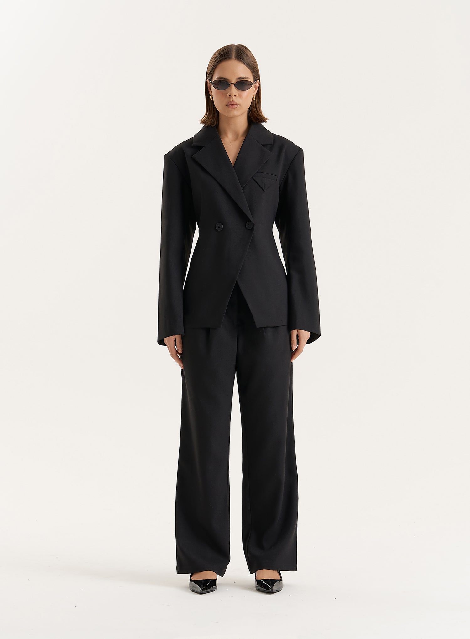 Black Tailored Wide Leg Trouser- Reese