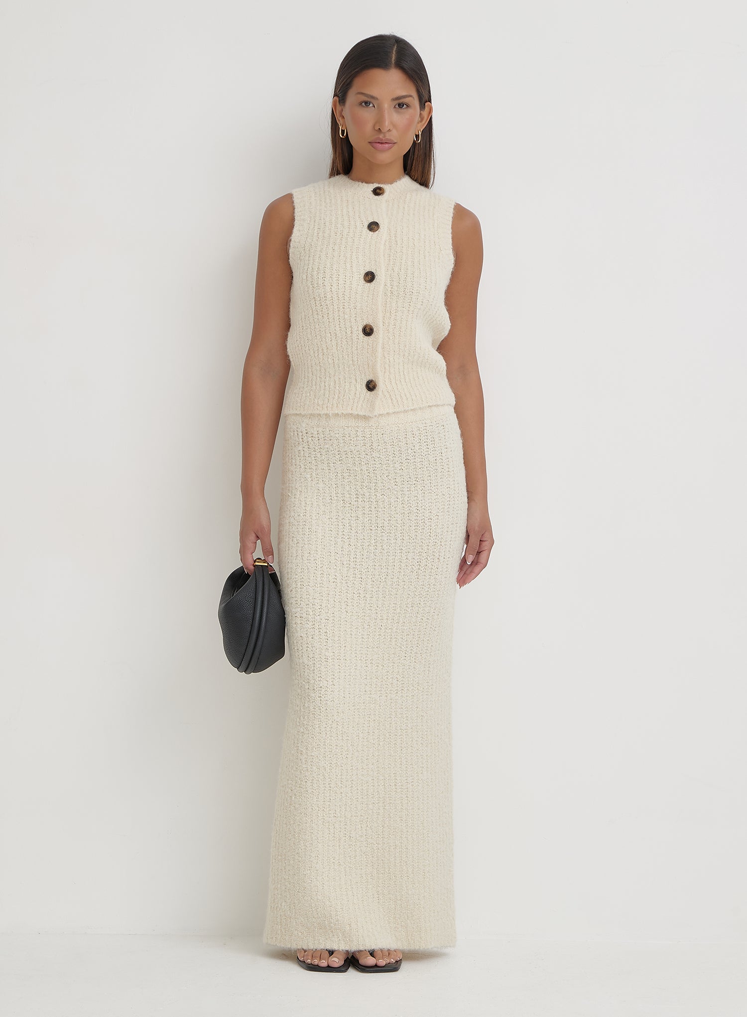 Cream Knit Waistcoat- Anine