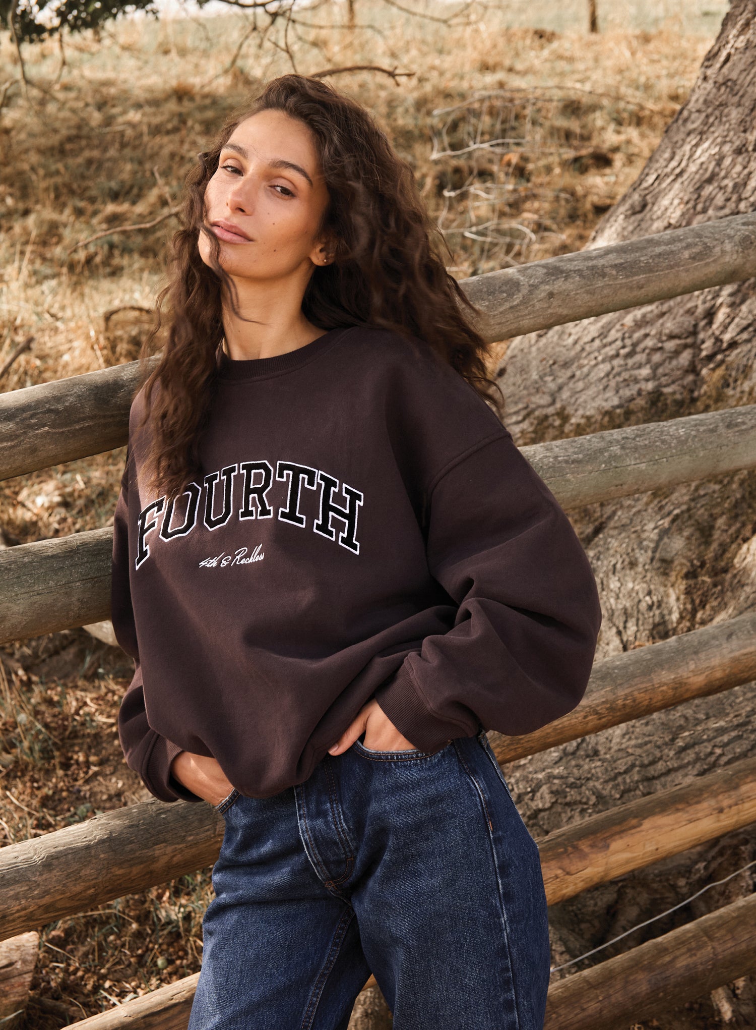 Chocolate Fourth Embroidered Branded Sweatshirt