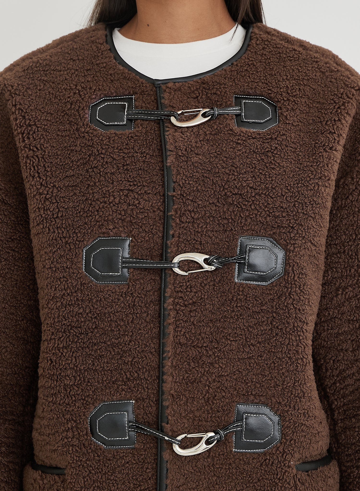 Brown Faux Shearling Longline Oversized Coat- Heyworth