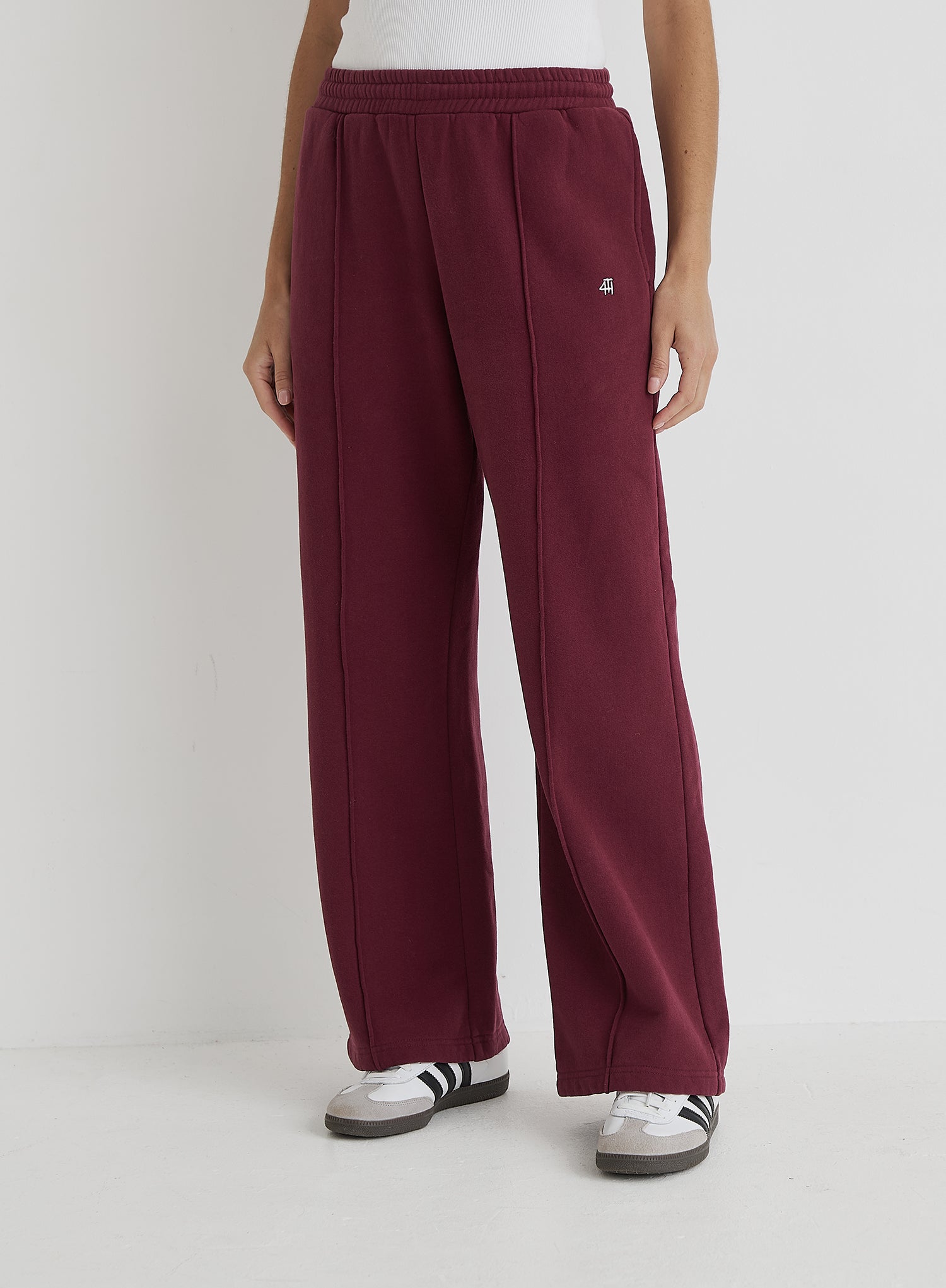 Women's Burgundy 4th Wide Leg Branded Joggers Fergie 4th