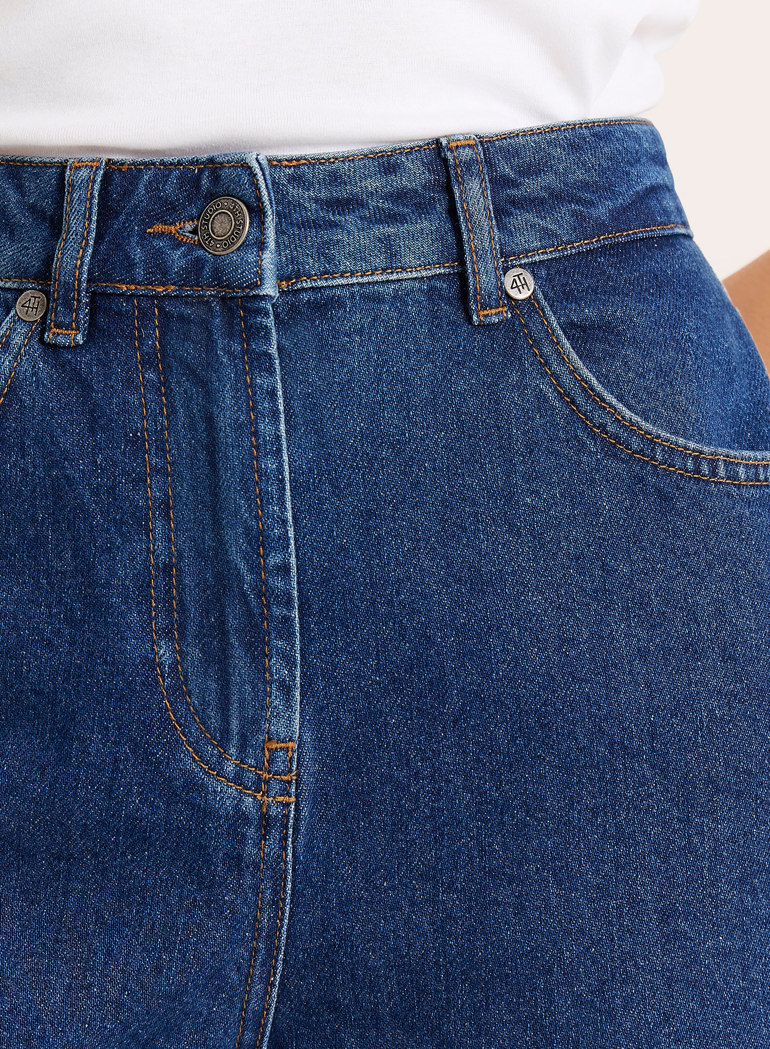 Indigo Wash High Waisted Straight Leg Jeans