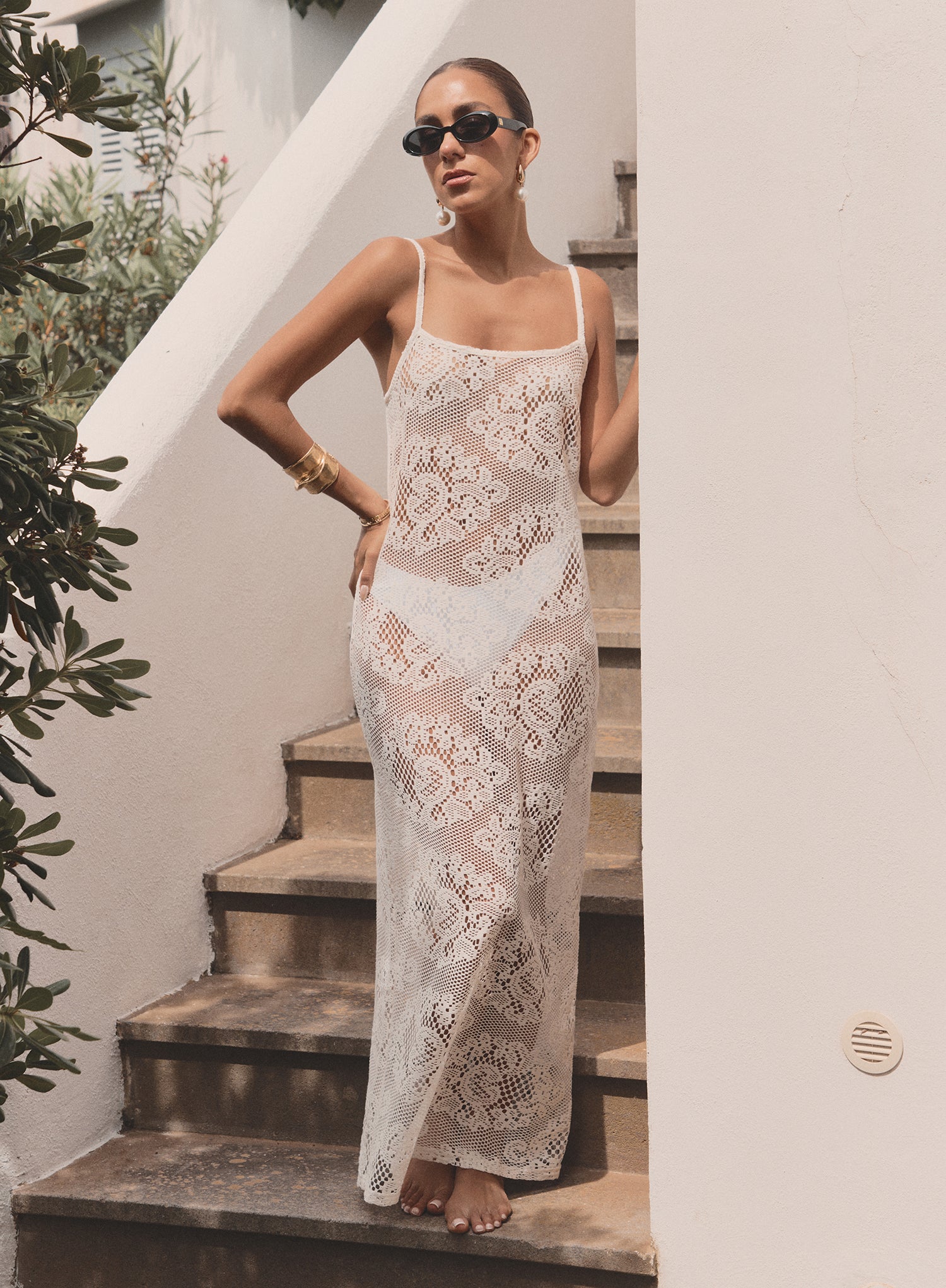 Off White Crochet Maxi Dress- Agnes