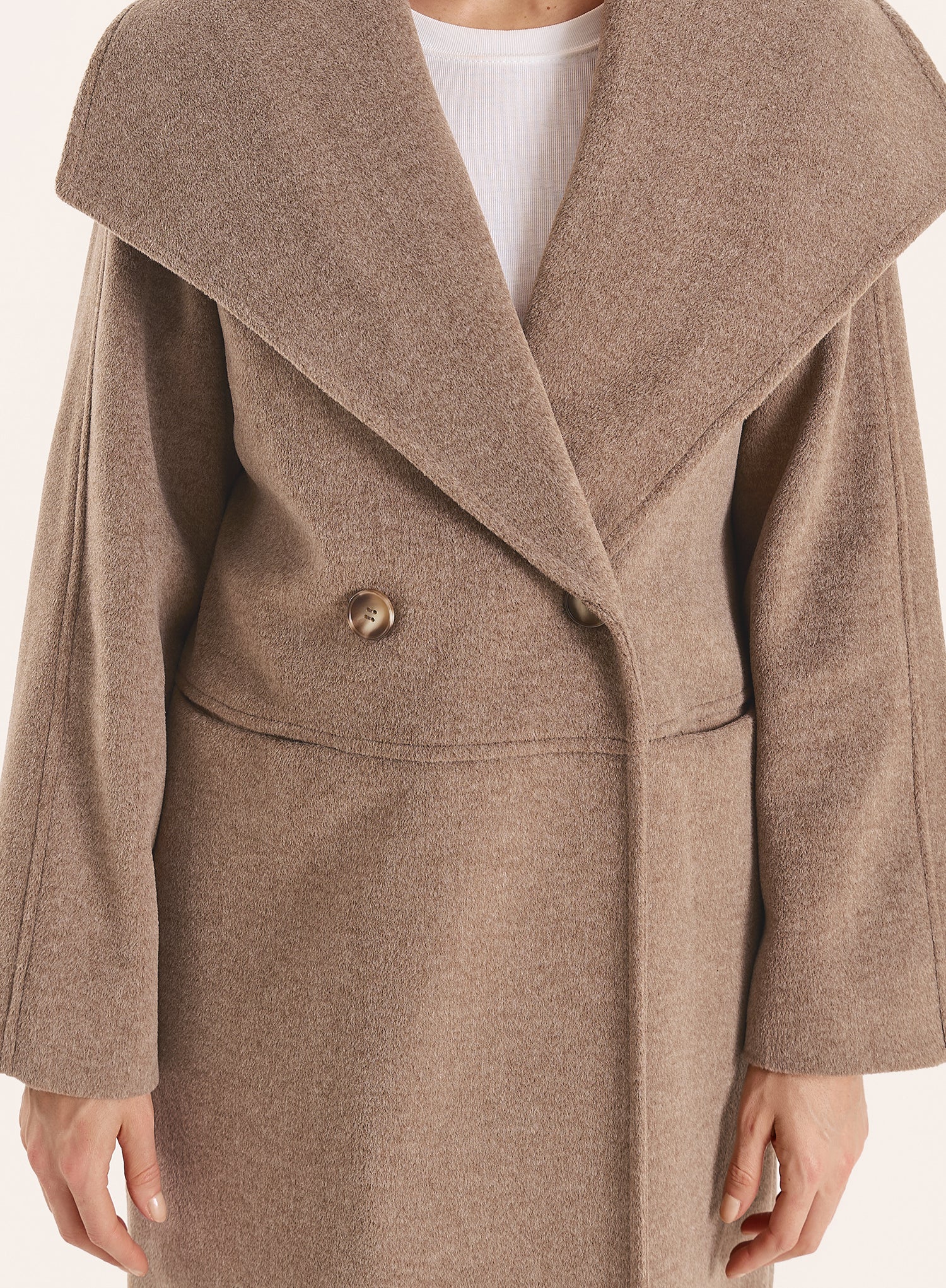 Brown Marl Shawl Collar Longline Coat