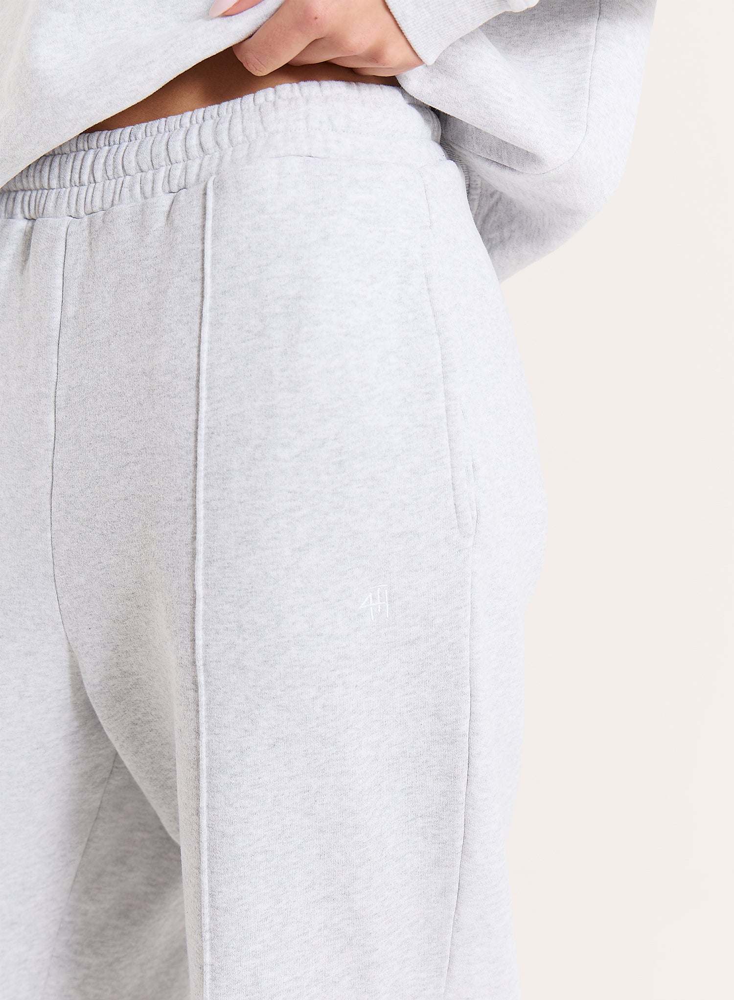 Light Grey 4th Wide Leg Branded Joggers