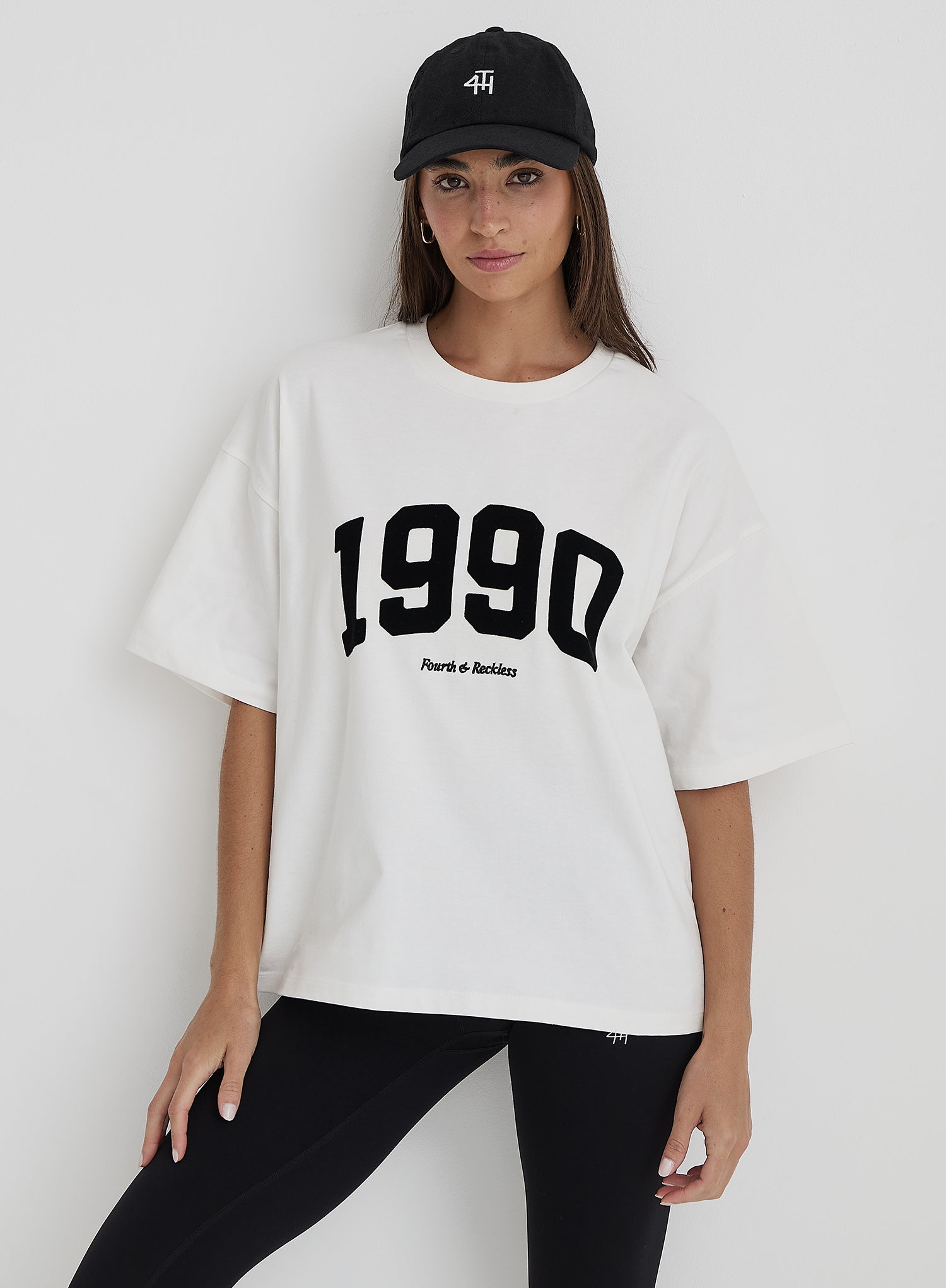 White 1990 Slogan Oversized T-Shirt- Oran