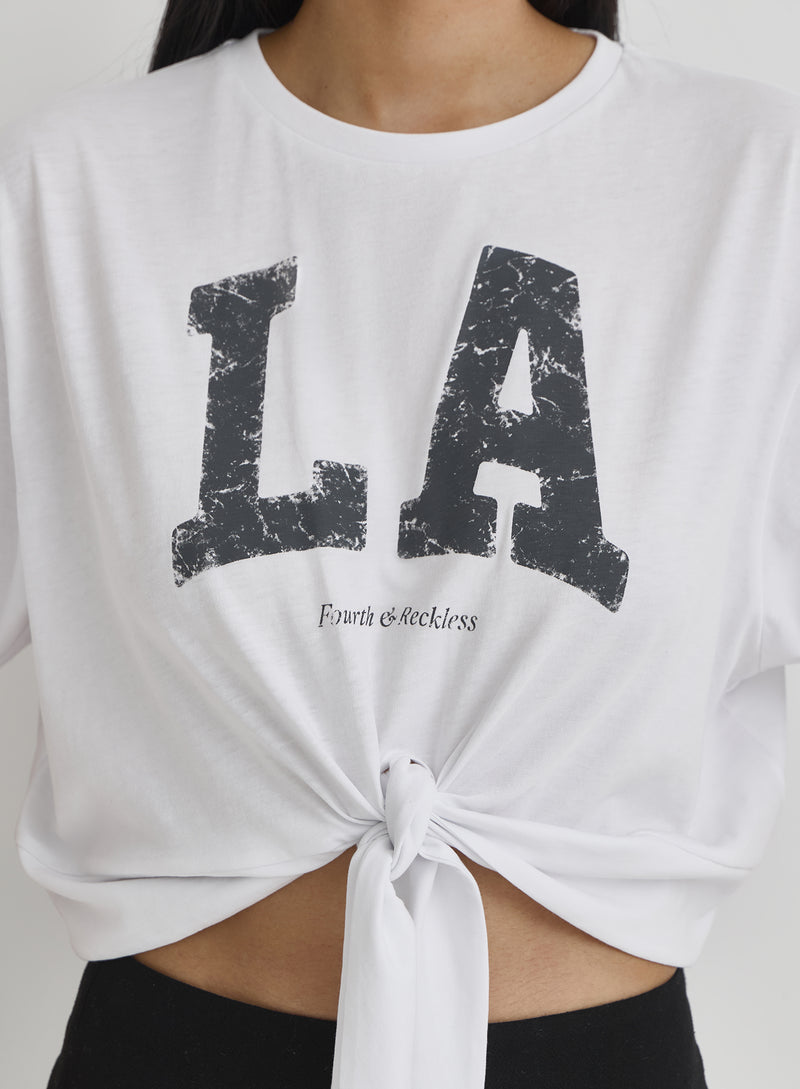White Tie Front LA T-Shirt- Nelly