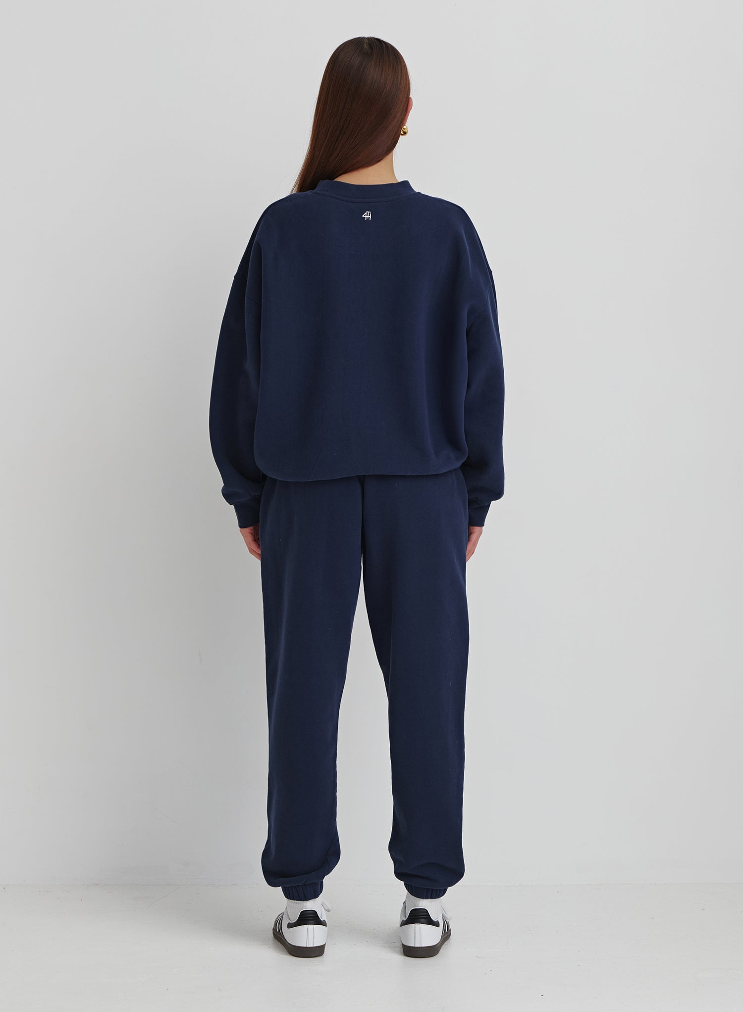 Navy Embroidered Oversized Joggers- Apollo