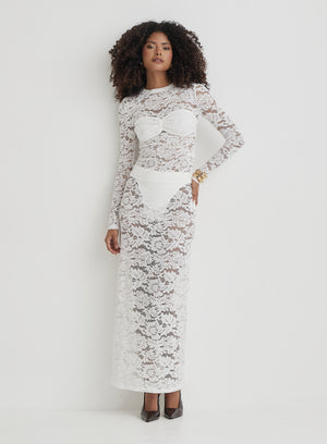 White Lace Maxi Skirt- Abi