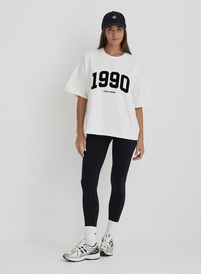 White 1990 Slogan Oversized T-Shirt- Oran