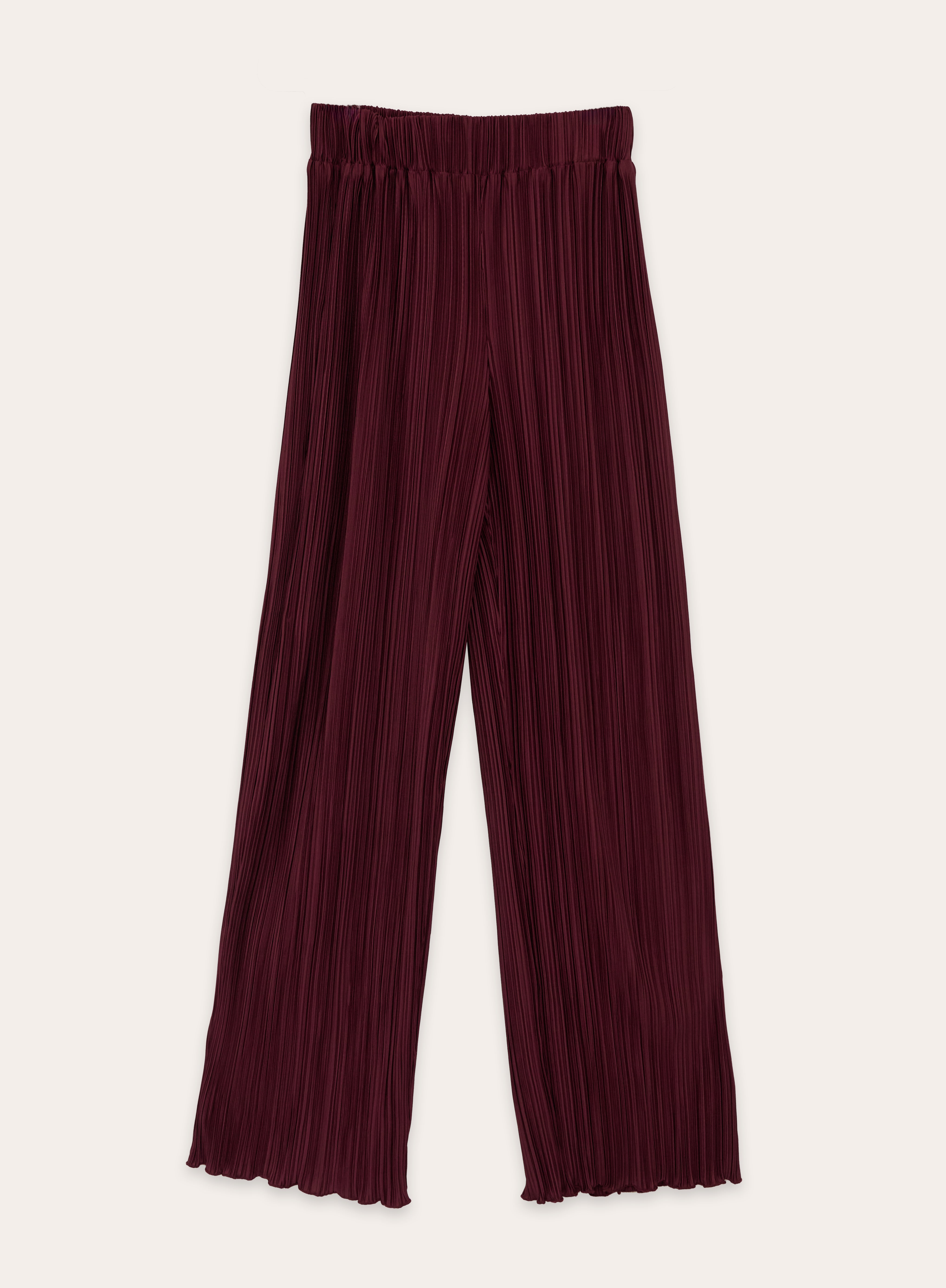 Burgundy Plisse Trouser