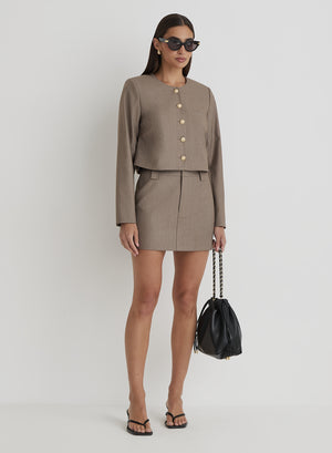 Beige Tailored Mini Skirt- Lorelai