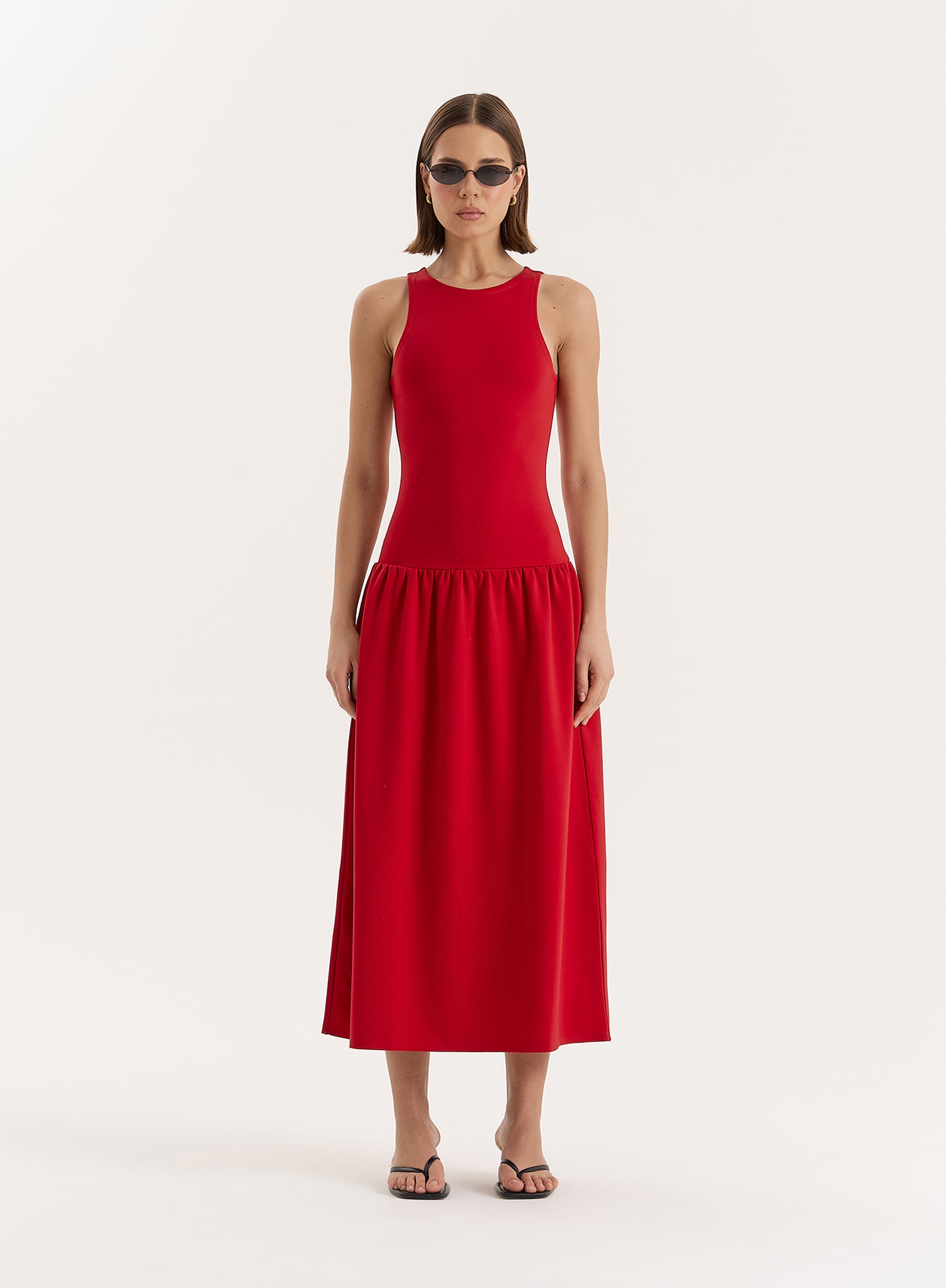 Dusty Red Jersey Midaxi Dress- Derry