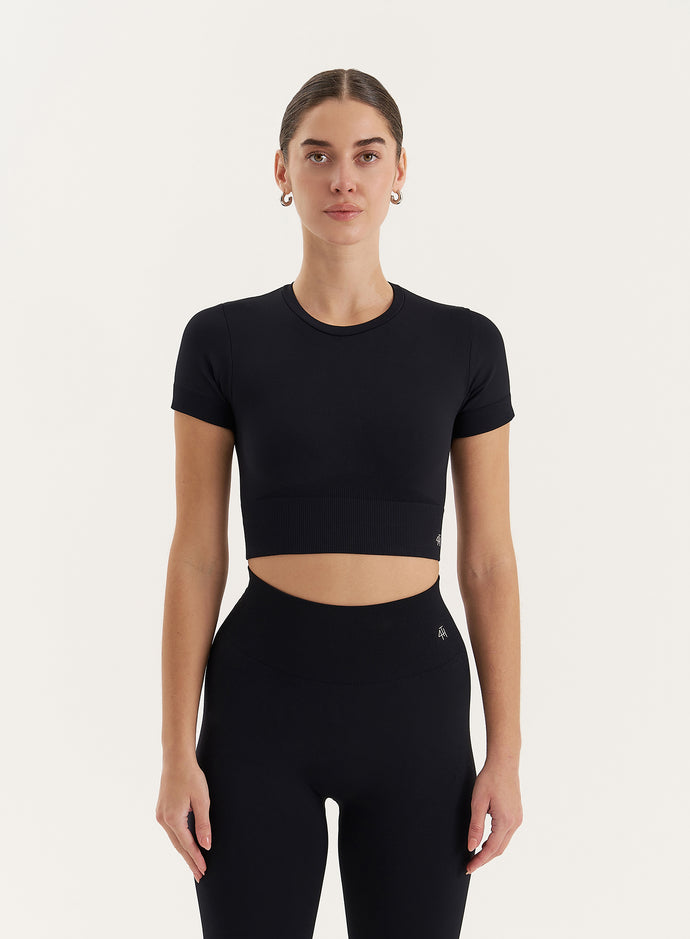 Black Seamless Gym Crop Top- Brogan