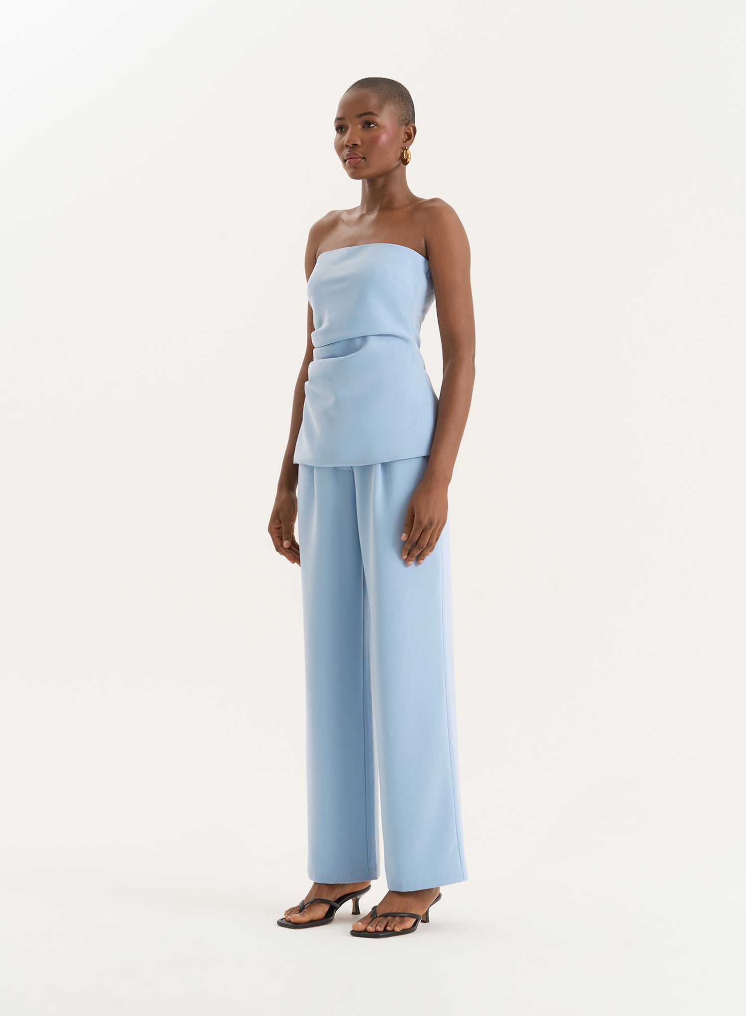 Blue Tailored Wide Leg Trousers- Sorcha