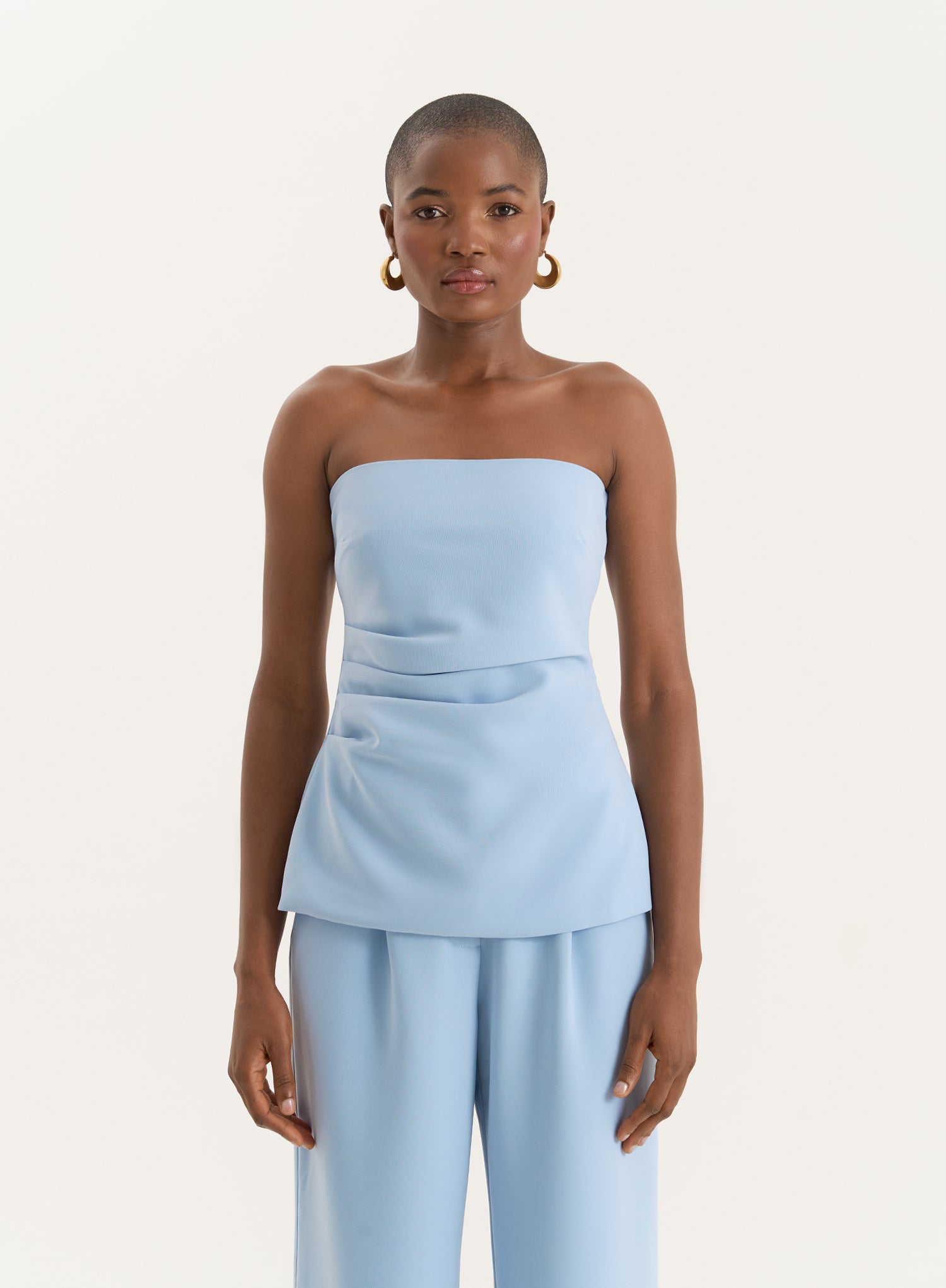 Blue Drape Detail Bandeau Top- Sorcha