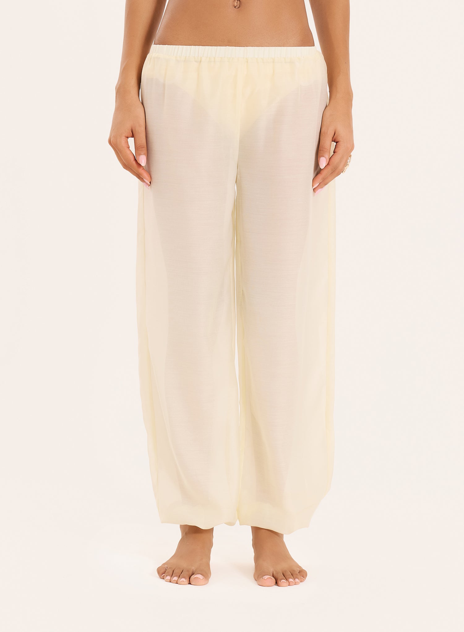 Lemon Semi Sheer Balloon Trousers