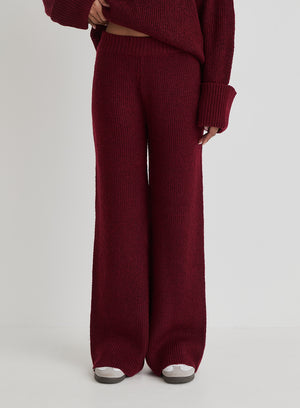 Burgundy Slouchy Knitted Trouser - Remy